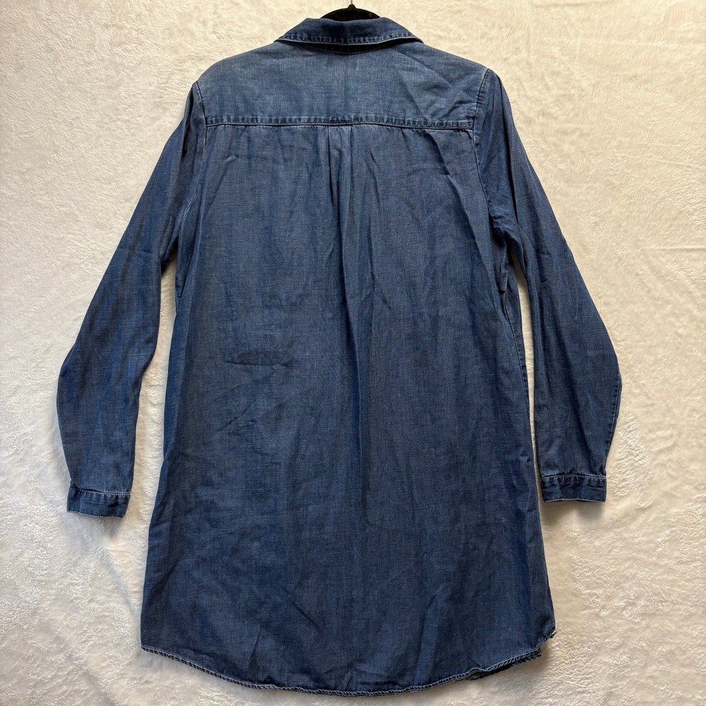 Lucky Brand Shirt Dress Women Sz Large Blue Denim Chambray Long Sleeve Button Up - Picture 9 of 11